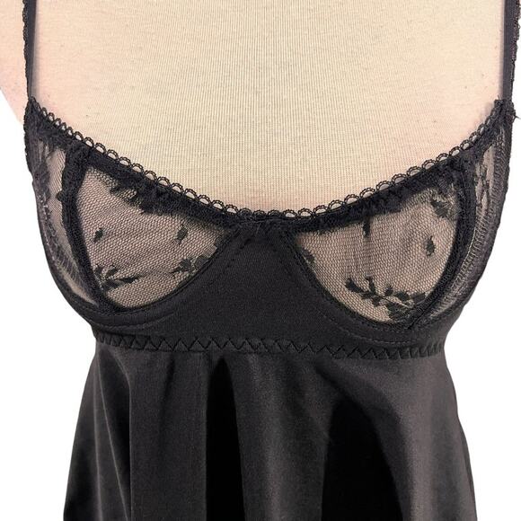 Black Semi Sheer Negligee String Thong Panty Set One Size - Picture 2 of 10